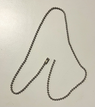 Ball Chain & closing L=43 cm x Diam.=2,5mm, Silver, 10 pcs.